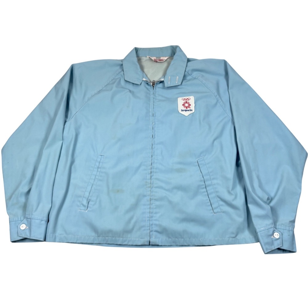 Briarcliff Sarajevo 84 Olympics Jacket Mens L Blue Vintage VTG 80's Sporty